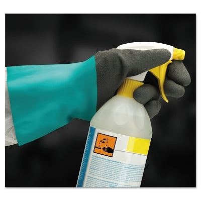 AlphaTec 58-530B/58-535B Gloves, 10, Grey/Teal, 12 in Cuff,58-530B