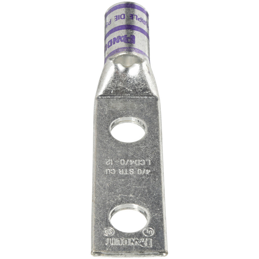 Standard Barrel Lug , Inspection, Window, 2-Hole, Purple, 4/0 AWG, 4.58 in.