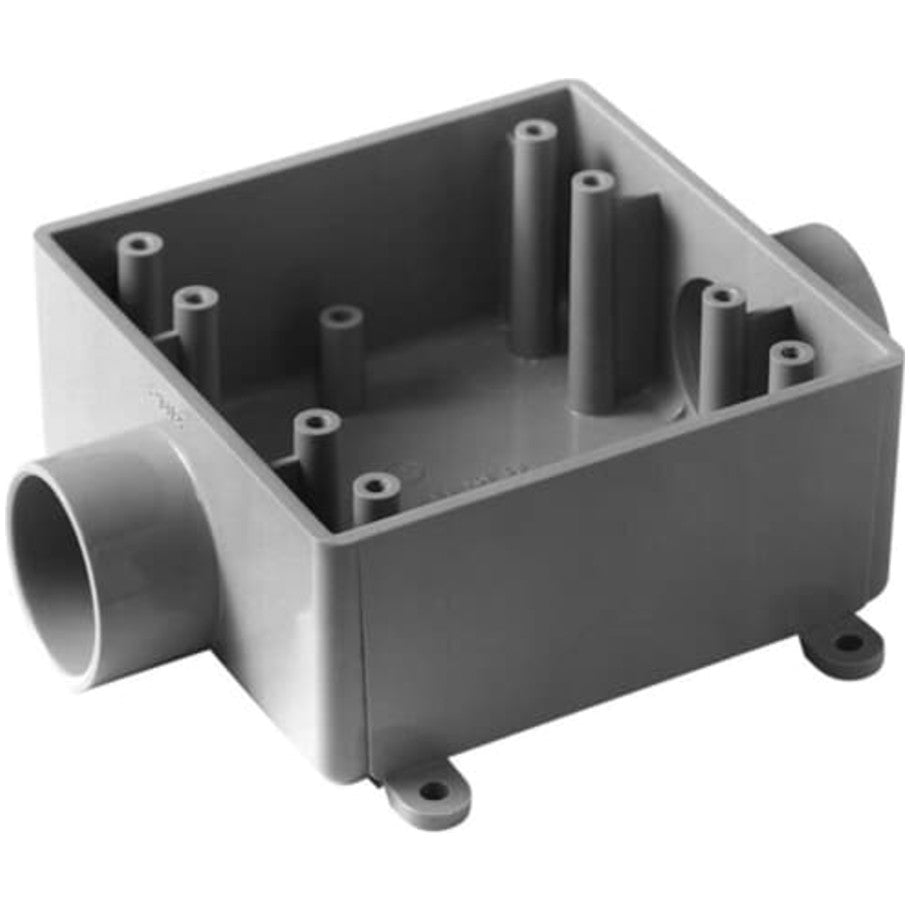 PVC 2-Gang Cast-Style 2FSC Box-(2) 1/2 in. Hubs
