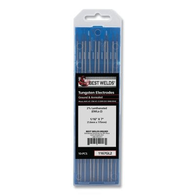 2% Lanthanated Tungsten Electrode, 1/16 in x 7 in, 10 PK