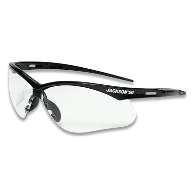 SG Series Safety Glasses, Clear Poly Lens, Hardcoat Anti-Scratch, Black Poly Half-Frame, 2.0 Diopter