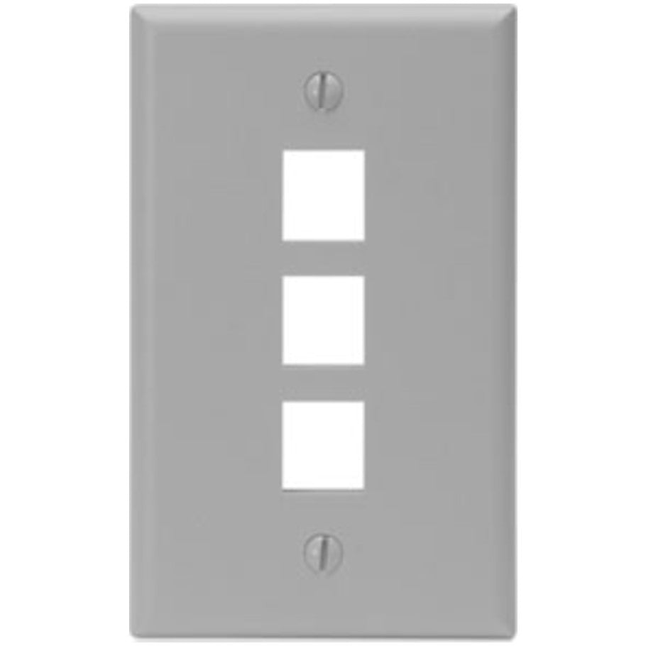 QuickPort Standard Plastic Wallplate, 1-Gang, 3-Port, Gray