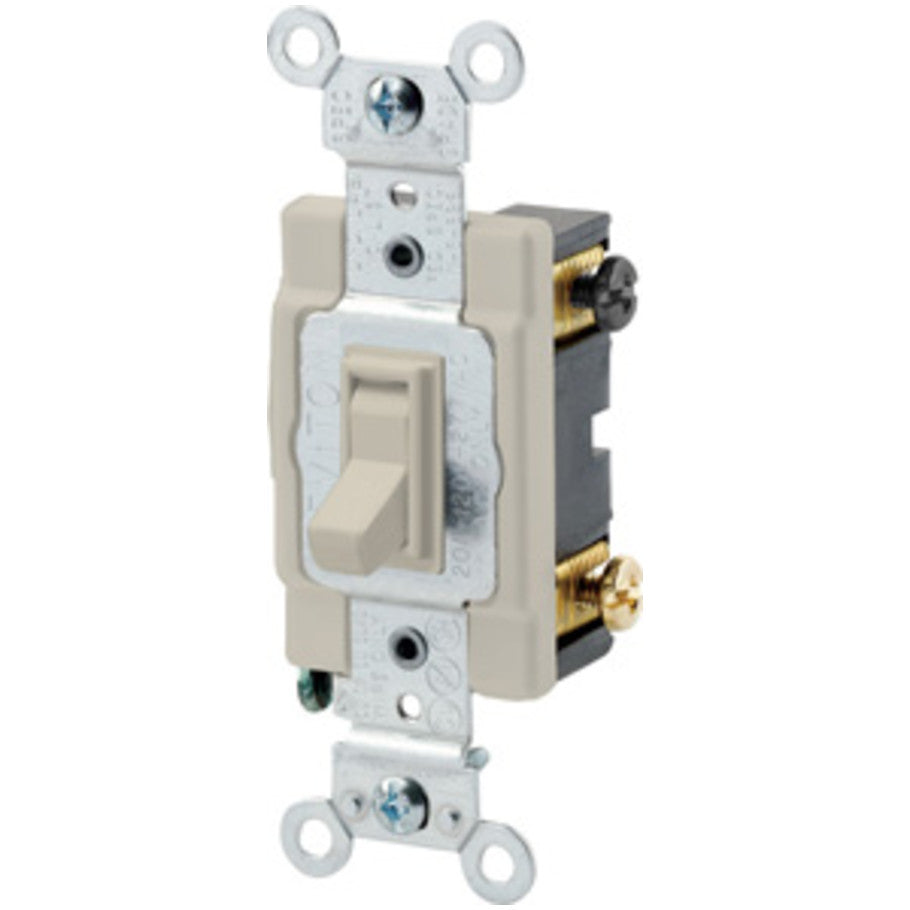 Commercial Framed Toggle Switch, 15A, 120/277V, 4-Way, Ivory