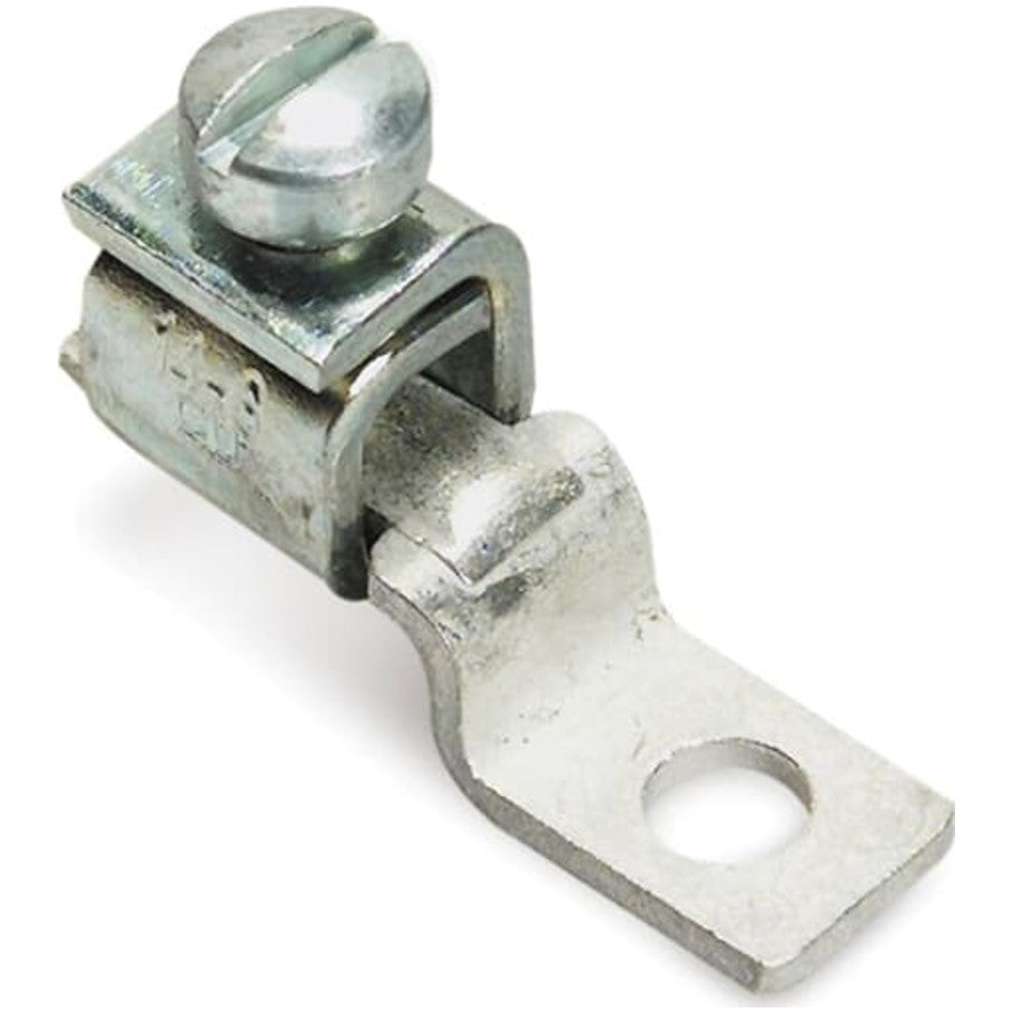 Locktite One-Hole Lug, Offset Tongue, Copper Tongue, Conductor Range 14-6 AWG,  10 Bolt, Steel Cadmium Plated