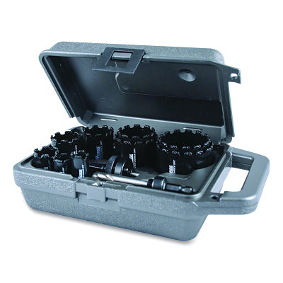Hole Saw Kit, 12-Pc Industrial Tungsten Carbide Grit Hole Saws with Arbors and Case