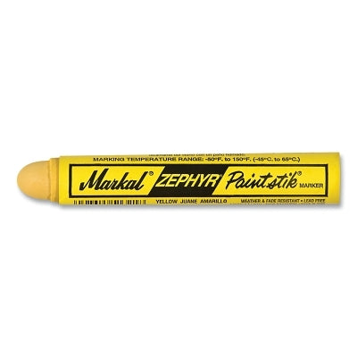 ZEPHYR Paintstik Marker, 11/16 in dia, 4-3/4 in L, Yellow