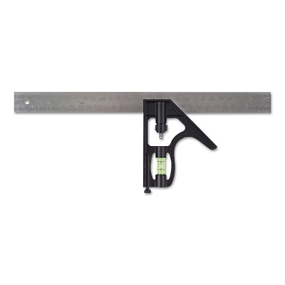 Combination Square, 12 in, Inch/Metric, Die Cast Metal