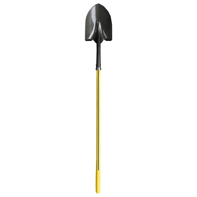 Ergo Power Round Point Shovel, 11.5 in x 9 in Round Pt Blade, 48 in Fiberglass Straight Handle, 14 ga