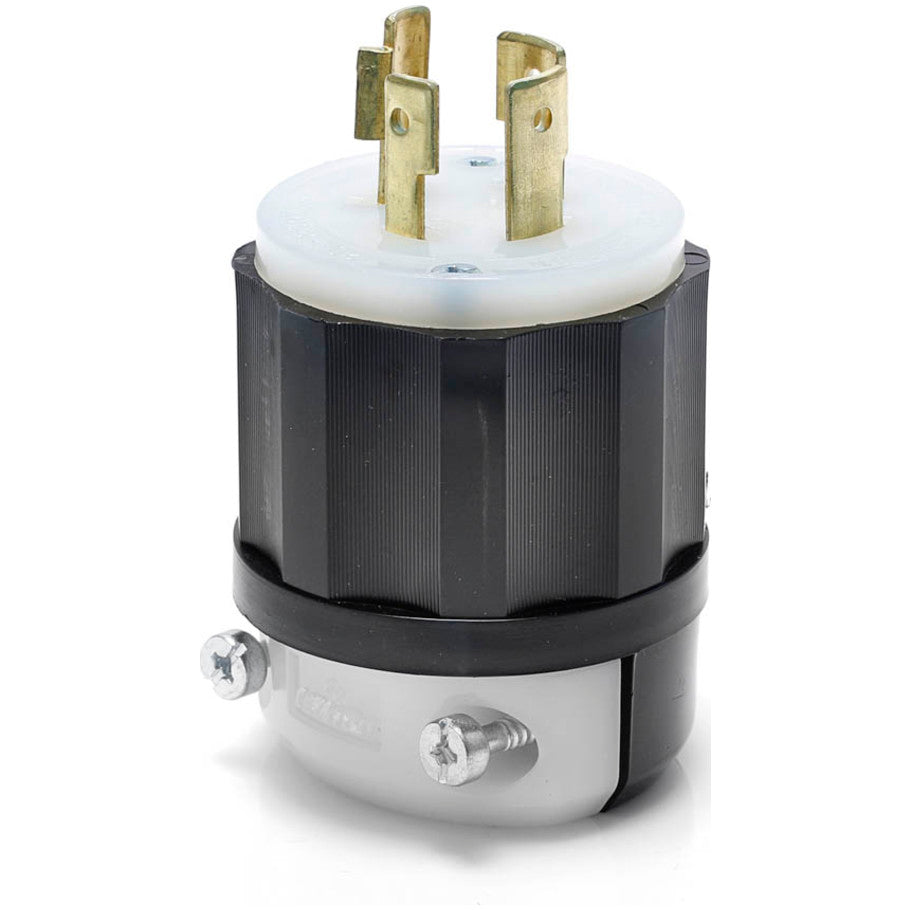 Leviton Black   White 20A 3-Phase 250V 3P4W Locking Plug, Black and White