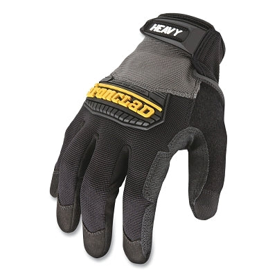 Heavy Utility Gloves, Synthetic Leather with Duraclad Palm/TPR Knuckle/Nylon BOH, Medium, Black/Gray