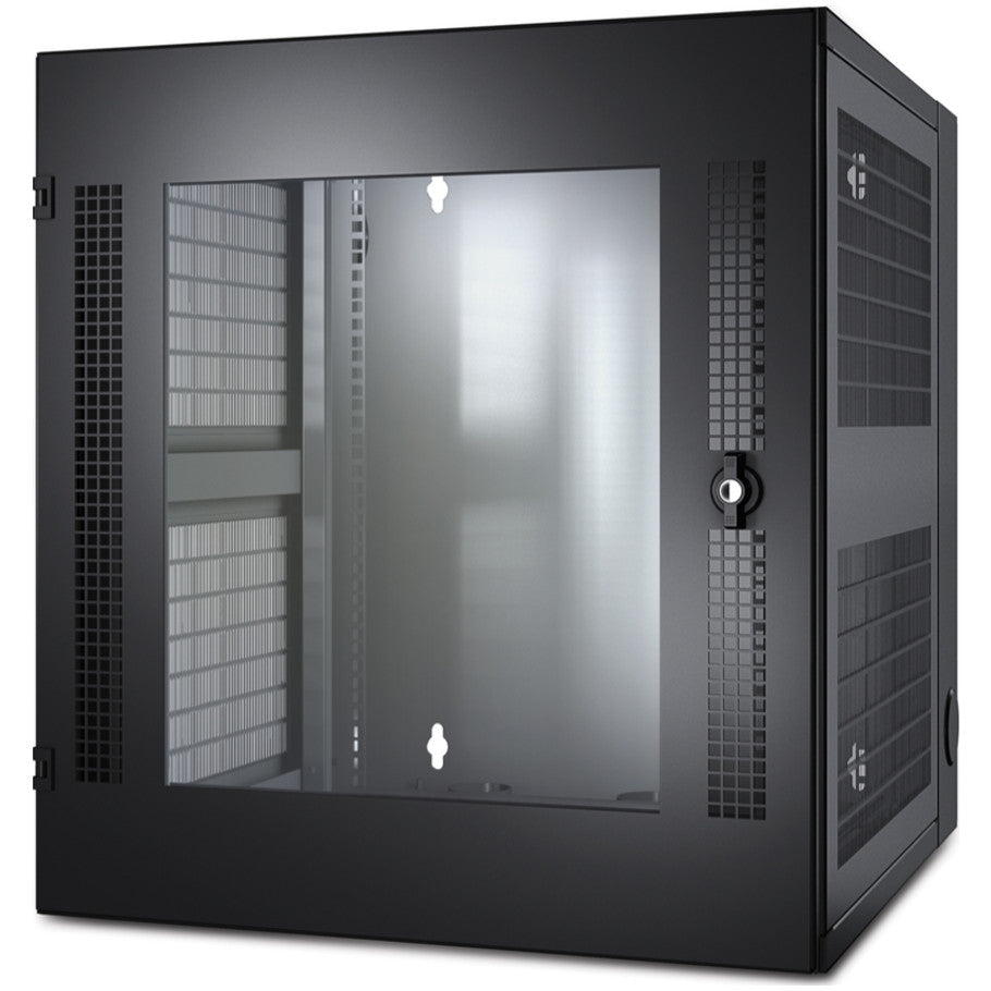 NetShelter WX Network Cabinet, Wall-Mount, Black, 13 RU, 24.84 in. D, Glass Door