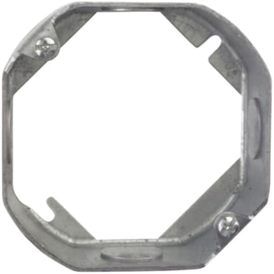 Steel City Octagon Box Extension Ring, Steel, 4 in. Dia., 1-1/2 in. Deep, (1) 1/2 in. KO Each Side, (1) 1/2 in. KO Each End