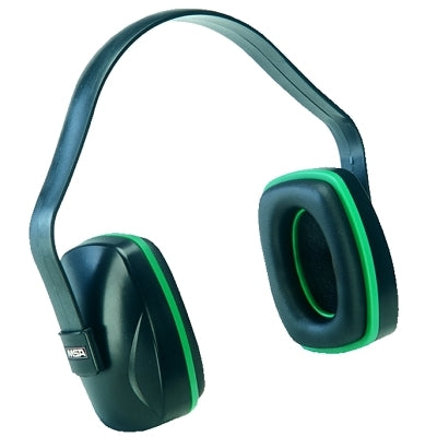 Economuff Multi-Position Earmuffs, 23 dBA/24 dBA, Black/Green, Under Chin/Behind Head/Over-the-Head