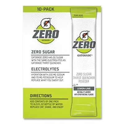 G Zero Powder Stick, 0.10 oz Volume, 16.9 oz Yield, Lemon-Lime