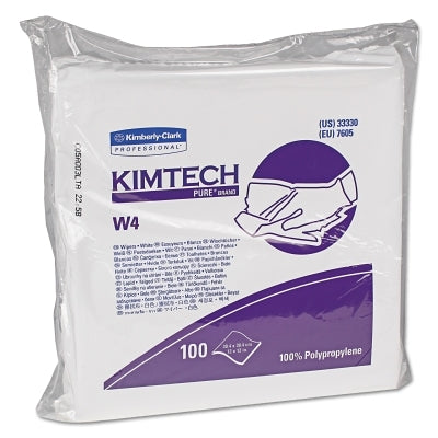 KIMTECH PURE* W4 Critical Task Dry Wipers, White, 12 in W x 12 in L, 100 Sheets per Pack/5 Packs per Case