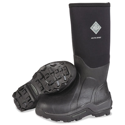 Arctic Sport Safety Toe Boots, Size 9, 15 in H, Neoprene Rubber, Black