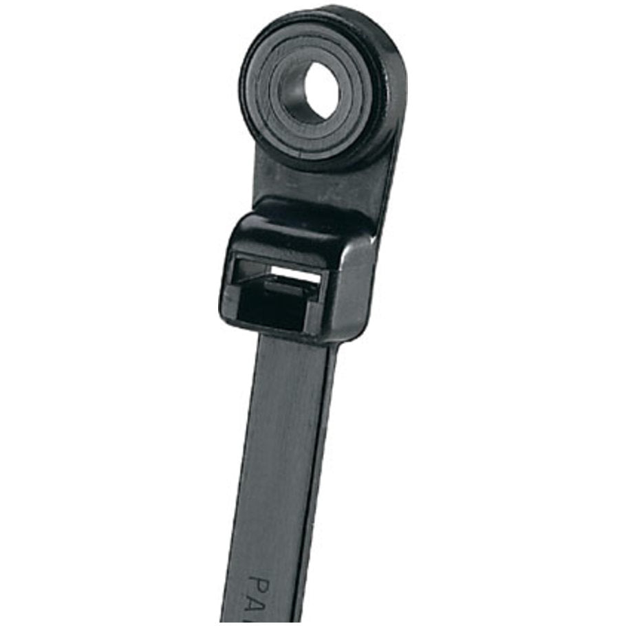 Pan-Ty PLC2S-S10-C0 Locking Clamp Tie, Black, UV PA6.6, M5, 7.9"L, 50lb, PK100