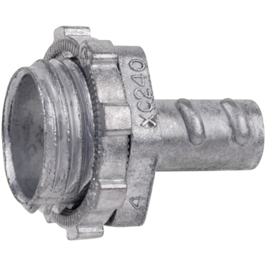 Steel City Screw-In Connector, Zinc Die Cast, Straight, Armored Cable and Flexible Metallic Conduit, 3/8 in.