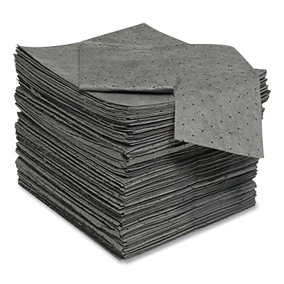 Sorbent Pads and Rolls, 16 in L x 18 in W, Universal, Medium, Single-Ply, Gray, Pads