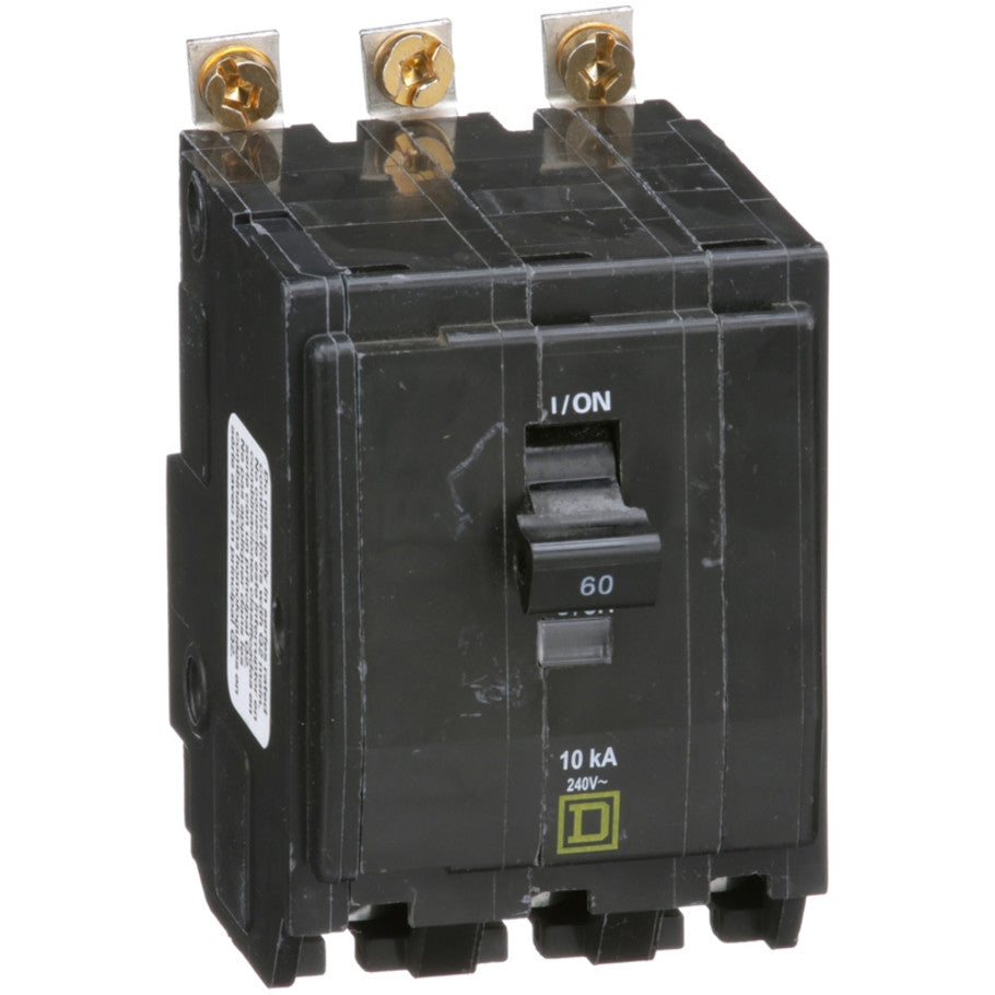 QOB Miniature Circuit Breaker, Bolt On, 3 Pole, 60A, 120/240V, 10kA