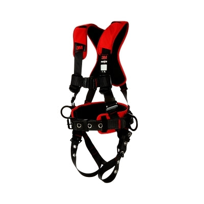 3M 1161204 Protecta Construction Style Positioning Harness, Comfort, D-Rings, Leg Buckles, SLR Adaptor, Sm, Pass-Through Chest Conn