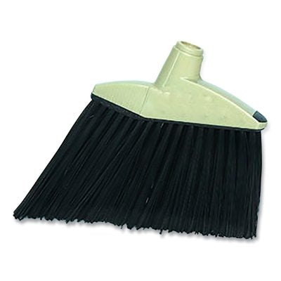 Angle Broom, 6-3/4 in Trim L, Flagged Plastic, Less Handle