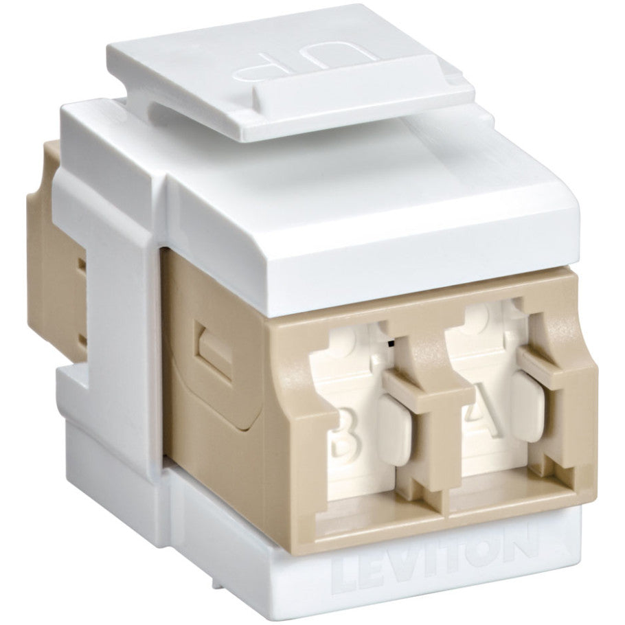 QUICKPORT Duplex LC Adapter, Shuttered, MM, Zirconia Ceramic Sleeve, Beige/White