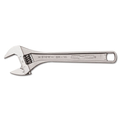 Adjustable Wrench, 10 in Long, 1-3/8 in Opening, Chrome