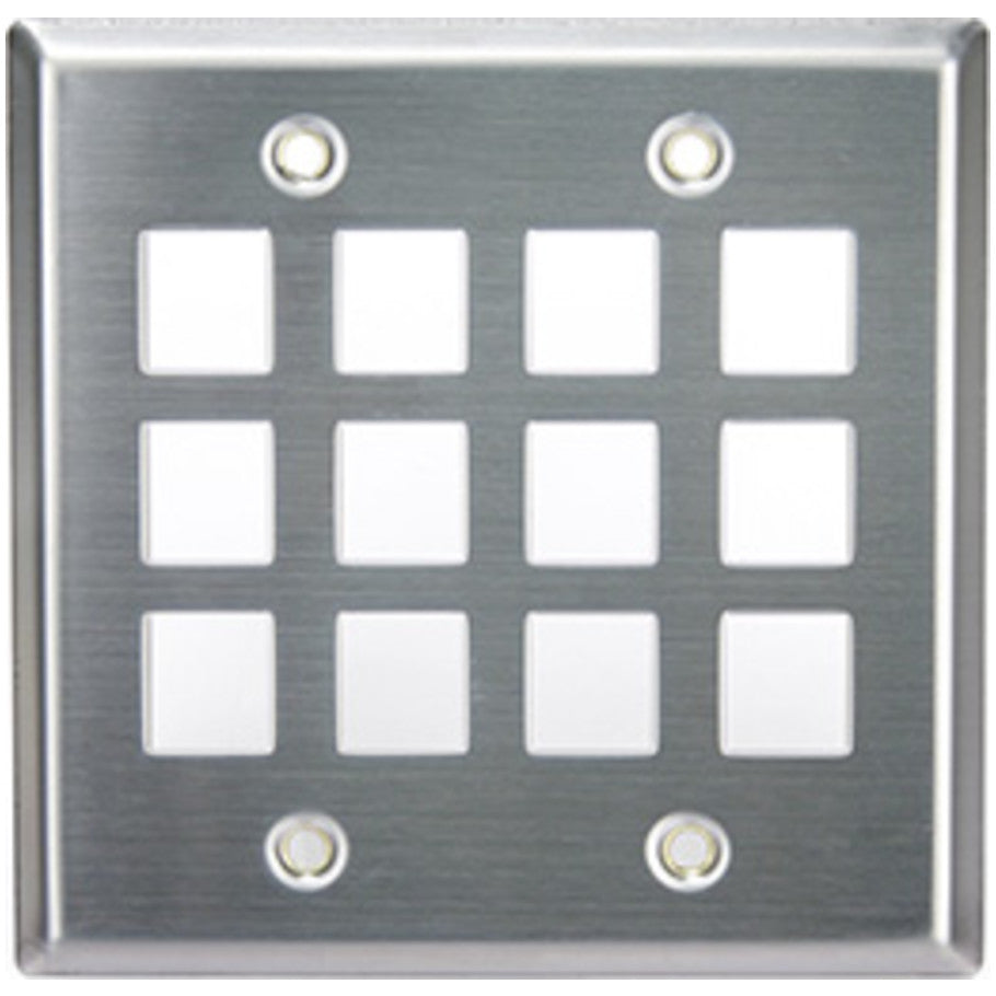 QuickPort 2-Gang Stainless Steel Faceplate, 12-Port
