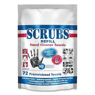 Scrubs-In-A-Bucket Hand Cleaning Towel Refill, Blue/White, 10.5 in W, 12 in L, 72 Wipes