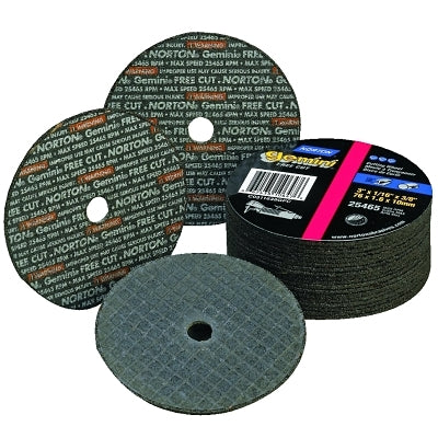 Gemini Type 1 Reinforced Cut-Off Wheel, 3 in dia, 1/16 in Thick, 3/8 in Arbor, 36 Grit Aluminum Oxide