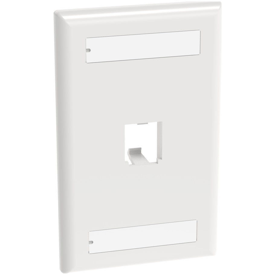 Faceplate, ABS, Screw Mount, 1 Port, White, 1 per Package, 10 per Package, 3.28 x 2.75 x 0.28 in., One Gang Bracket, Yes