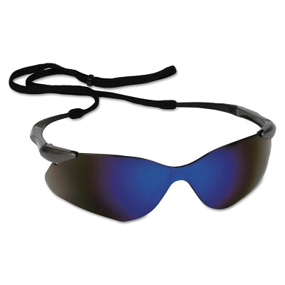 V30 Nemesis VL Safety Glasses, Blue Mirror, Polycarbonate Lens, Anti-Fog, Gunmetal No Brow Frame, Nylon