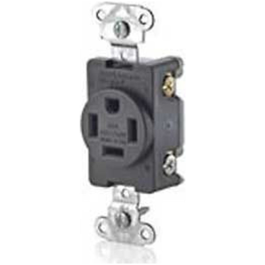 SelectSpec Straight Blade Single Receptacle, 20A, 250V, 2P3W, NEMA 6-20R, Flush, Back Wired, Gray