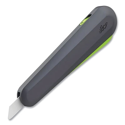 Squeeze-Trigger Utility Knife, 6.61 in L, Auto-Retractable Blade, Ceramic, Nylon Handle, Black/Green