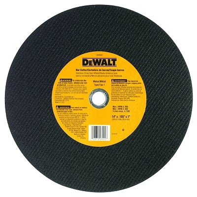 Type 1 - Cutting Wheel, 14 in dia, 1 in Arbor dia, A24R Grit, 4300 RPM, Bar Cutter