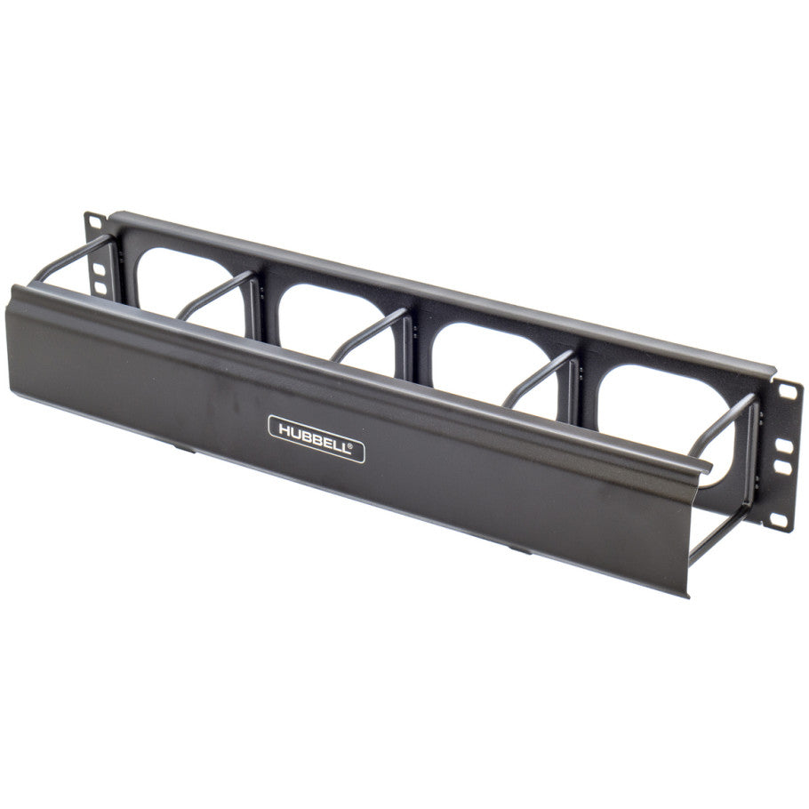 M Series Ring Cable Manager with 4 in. Front Extension   Cover, Horizontal, Black, 2 RU