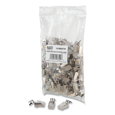 Pass-Thru Connectors, Modular Data Plug, RJ45-CAT6A, Shielded, 100 Pack