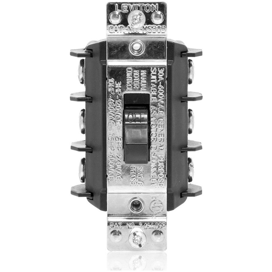 30A 600V 3-Pole AC Motor Starting Switch, Short Toggle