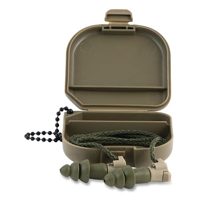 BattlePlugs Impulse Protection Earplug, Soft Plastic, Green, Tapered, Corded