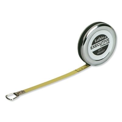 Executive Diameter Pocket Measuring Tape, 1/4 in x 6 ft, A19 Blade, Yellow/Chrome