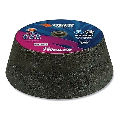 Tiger Flaring Cup Wheel, 6 in/4-3/4 in dia x 2 in Thick x 5/8 in-11 Arbor, 1-1/2 in Rim, 16 Grit, Cer, Type 11, 5 EA/BX