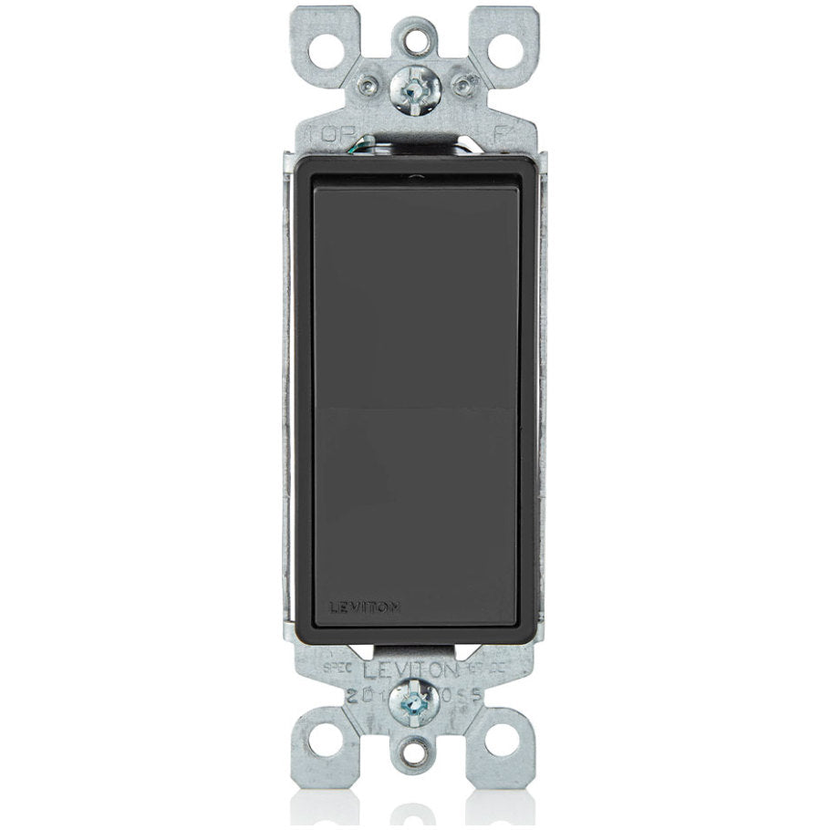 Decora Rocker Switch, Residential Grade, Self Grounding, 15A, 120/277V, 1-Pole, Black