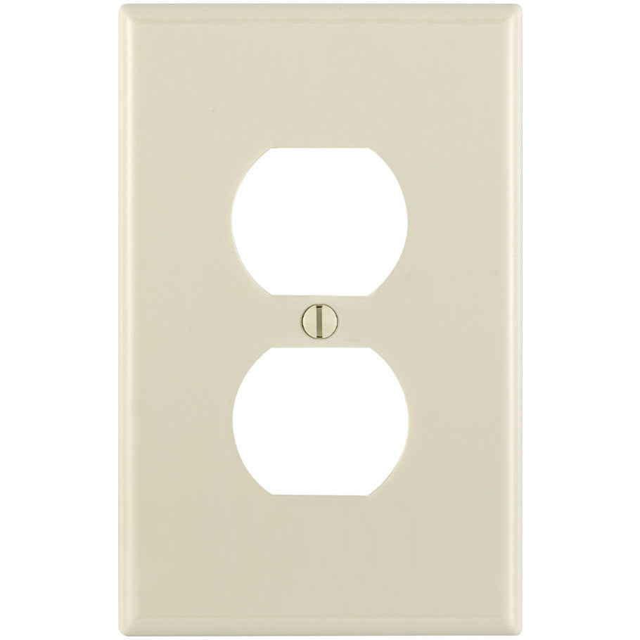 Midsize Duplex Receptacle Wall Plate, Nylon 1-Gang Device Mount, Light Almond