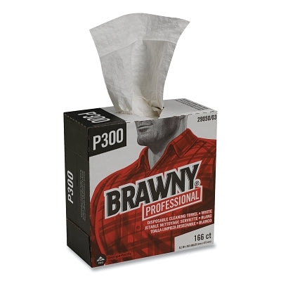 Brawny Industrial Medium-Duty Wiper, White, 9.2 in x 16.5 in, 166 Sheets, Box, 1/4 Fold, 4-Ply