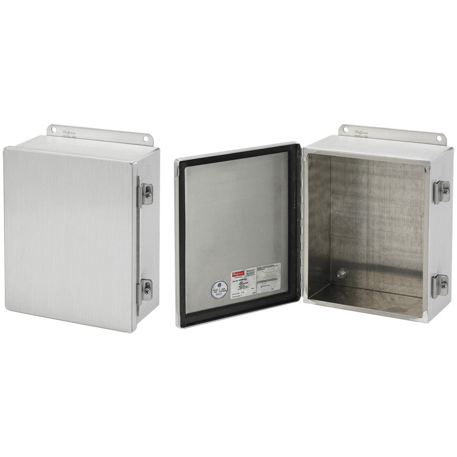Type 12 Wall-Mount Enclosure, Aluminum, Continuous Hinge with Clamps, 6 x 6 x 4 in.