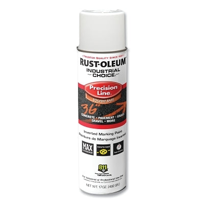 Industrial Choice M1600/M1800 System Precision-Line Inverted Marking Paint, 17 oz, White, M1600 Solvent-Based