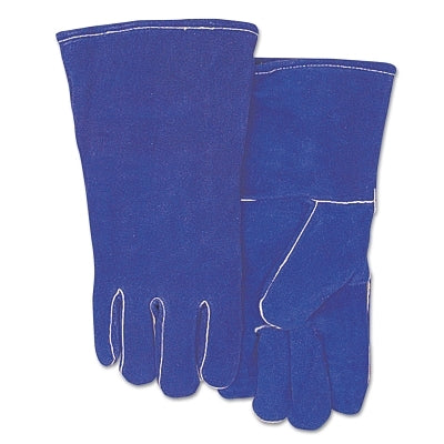 Split Cowhide Welding Gloves, Shoulder Split, Large, Blue