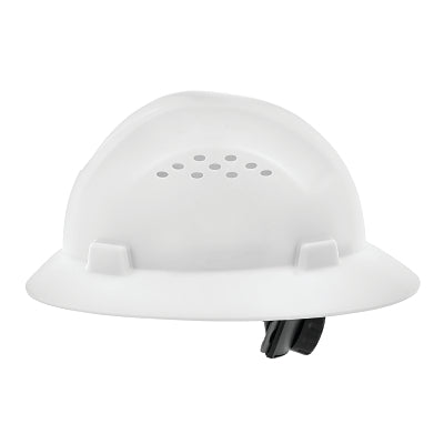 Advantage Series Full Brim Vented and Non-Vented Hard Hat, 4 pt Rapid Dial, Vented, White
