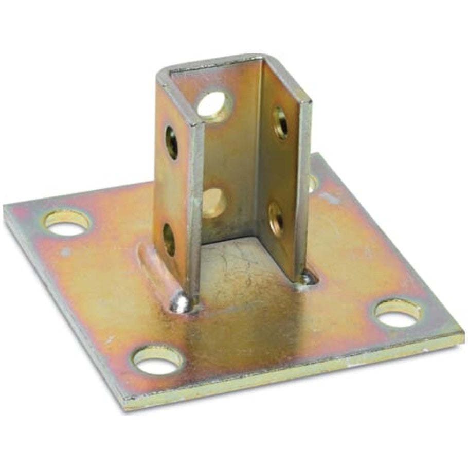Kindorf, Square Post Base Connector, Steel, 10-Holes, 3/4 in. Dia. Hole, Galvanized-Krom, 6 L x 6 W in.